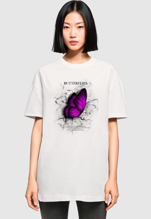 Produktbild Merchcode Ladies Butterflies Oversized Boyfriend Tee - 119545 (S)