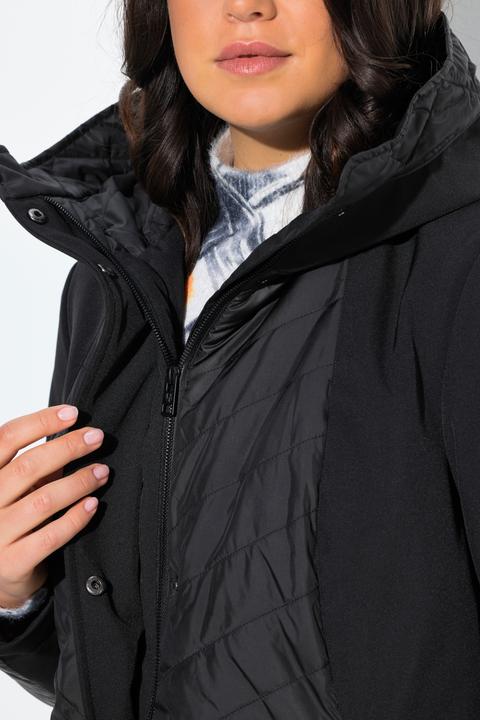 Immagine prodotto Ulla Popken Giacca di softshell HYPRAR per le intemperie con taglio svasato, cappuccio e trapuntatura (42, 44)