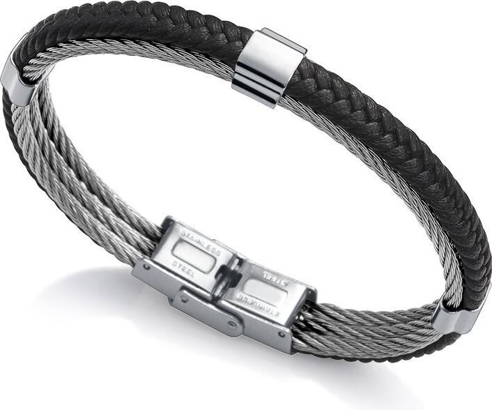 Actual product image Viceroy Bracelet Heat Collection With Steel Cable And Black Leather (19 cm, Leather)