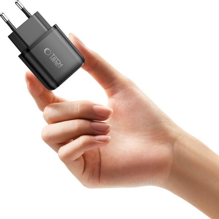 Produktbild Tech-Protect NCA30 PD 30W / QC3.0 USB-A / USB-C Wandladegerät - schwarz (30 W, 2 Ports)