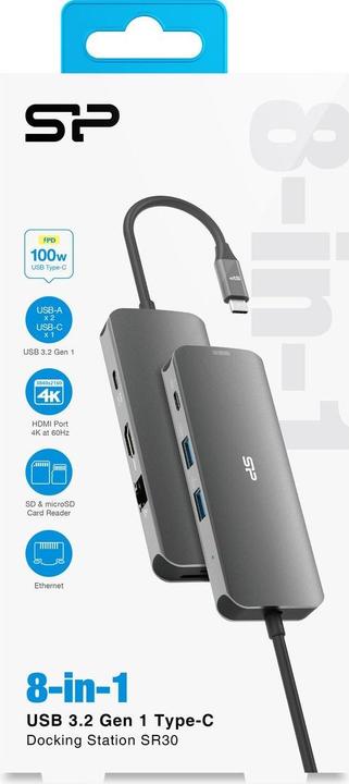 Productafbeelding Silicon Power Draadloze SR30 8in1 (USB-C, 8 ports)