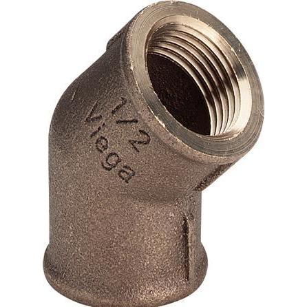 Viega, Rohrverbindungstechnik, Vinkel 1/2" rødgods 45 grader muffe/muffe (Winkelverbindung)