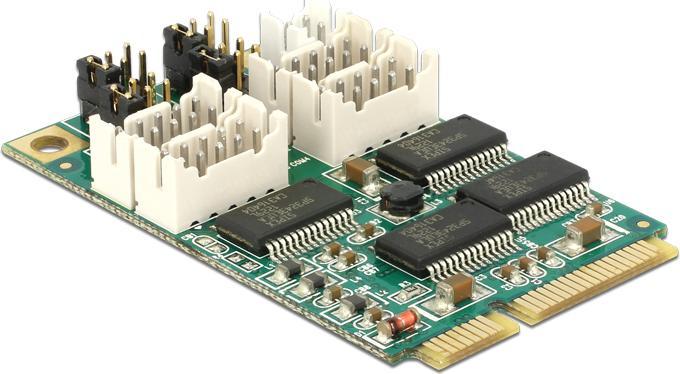 Productafbeelding Delock MiniPCIe I/O PCIe volledige grootte 4 x seriële RS-232 met voedingsspanning (0.30 m, Mini DIN)