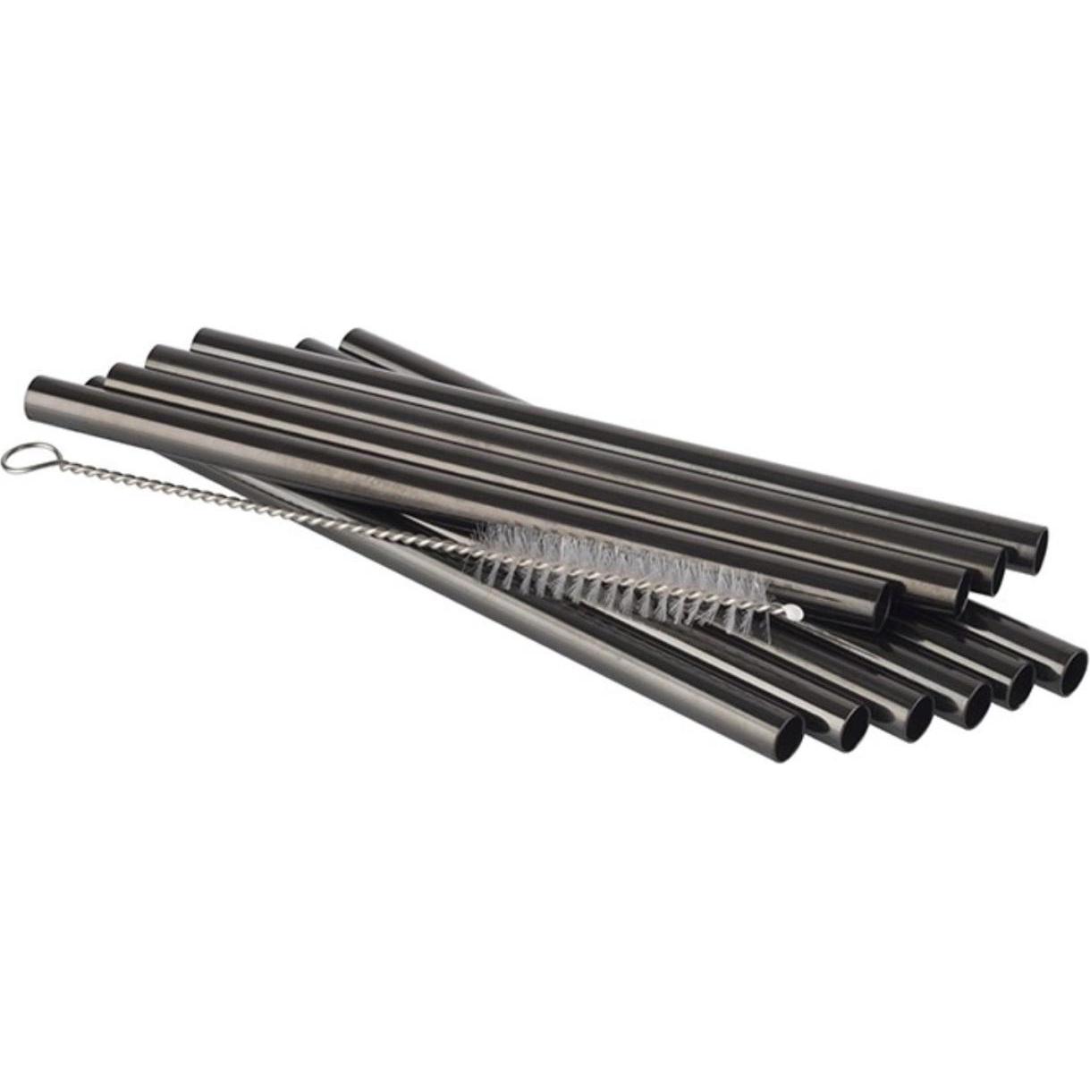 APS 11er Set Trinkhalme D8mm, L15cm, Gunmetal Look, Strohhalm, Grau