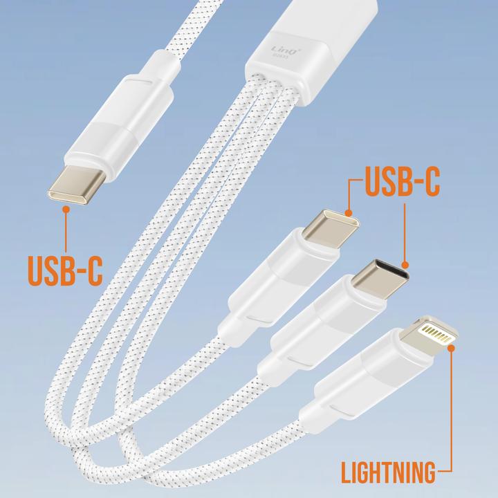 Immagine prodotto LinQ Cavo USB-C / 2x USB-C + Lightning (1.20 m, USB 3.2 Gen 1, 60 W)