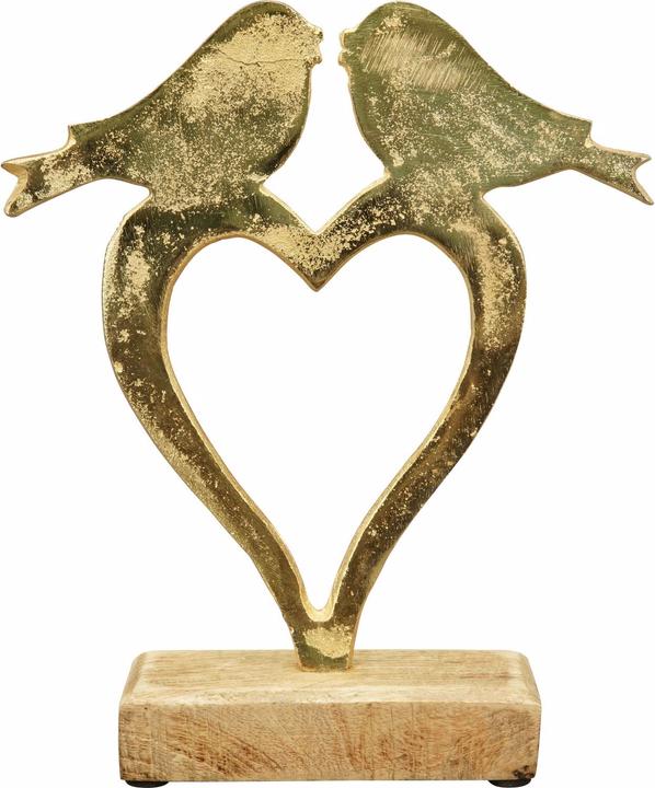 Produktbild Exner Garten und Wohnaccessoires Herz mit Vogel Aurum (24 x 5 x 27.5 cm)