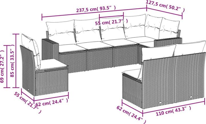 Produktbild vidaXL Garten Sofagarnitur