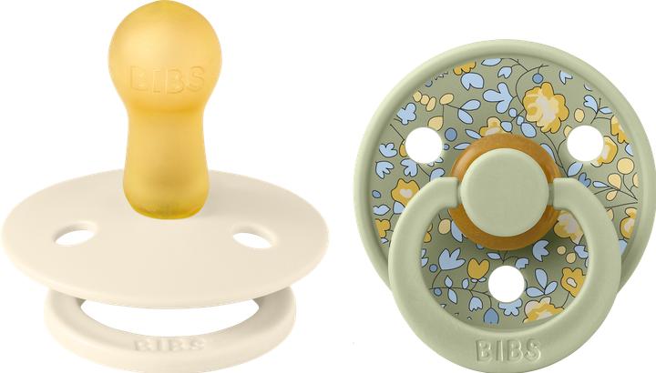 Bibs Colour x Liberty Nuggi 2 PACK Latex Eloise Round 0-6m Sage Mix (2 x, bis 6 Monate)