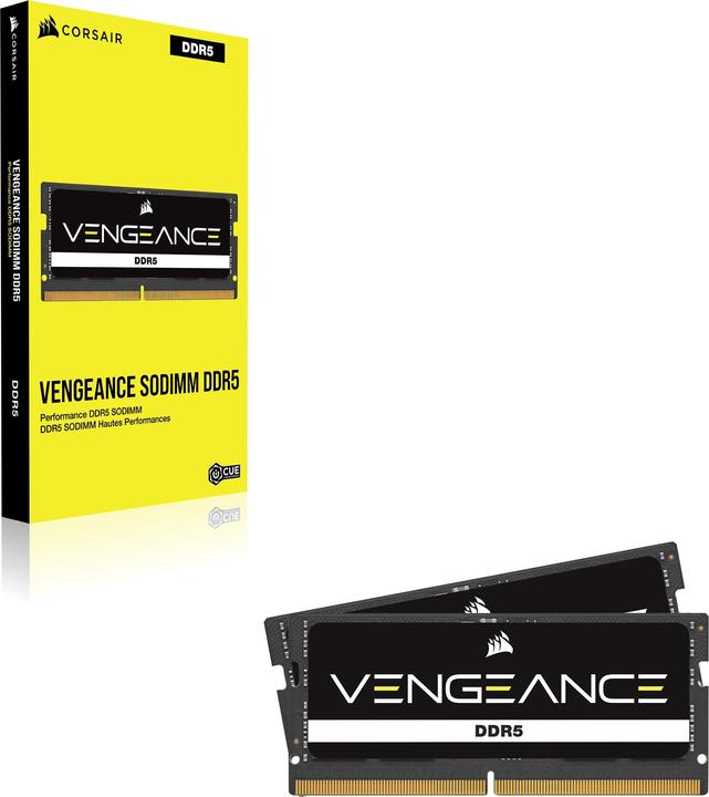 Actual product image Corsair DDR5, 5200MT/s 96GB 2x48GB SODIMM, Unbuffered, 44-44-44-84, Black PCB, Std PMIC, 1.1V, VENGEANCE DDR (2 x 48GB, 5200 MHz, DDR5 RAM, SO-DIMM)