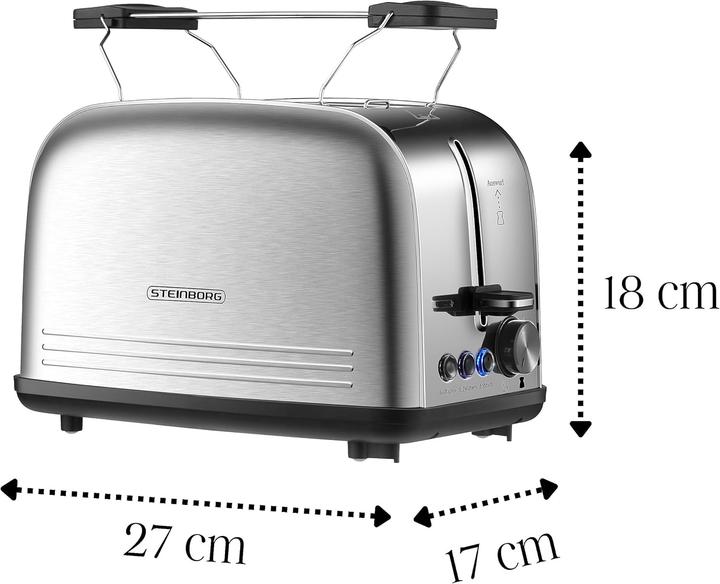 Produktbild Steinborg Edelstahl Doppelschlitz-Toaster mit Brötchenaufsatz