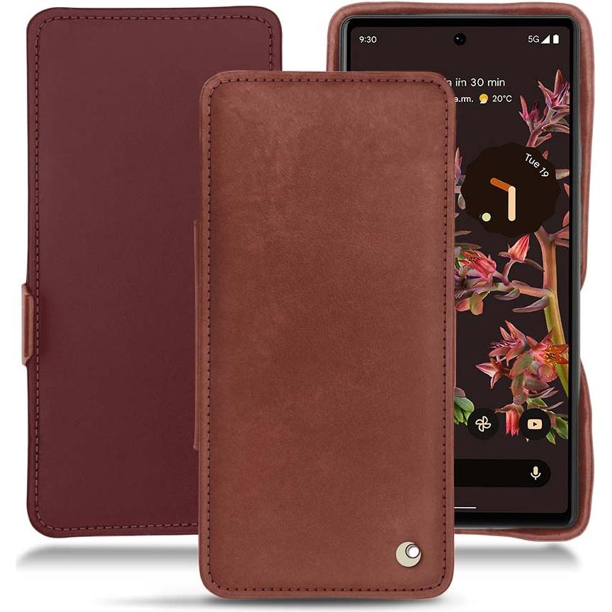 Noreve Lederschutzhülle horizontal (Google Pixel 6a), Smartphone Hülle, Rot