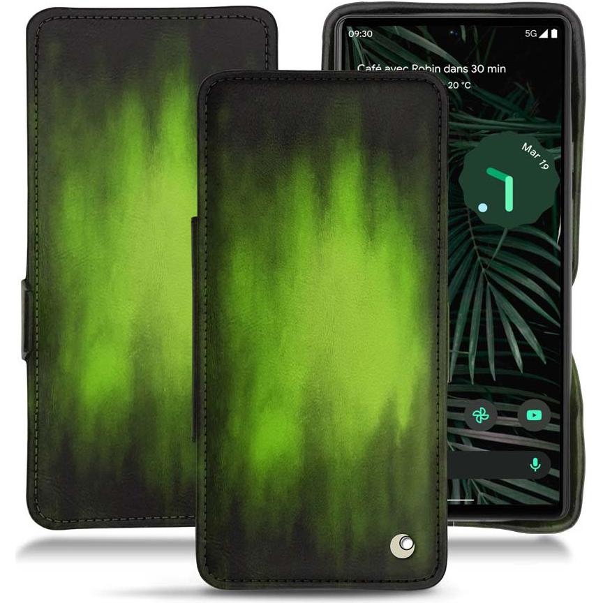 Noreve Lederschutzhülle horizontal (Google Pixel 6 Pro), Smartphone Hülle, Grün