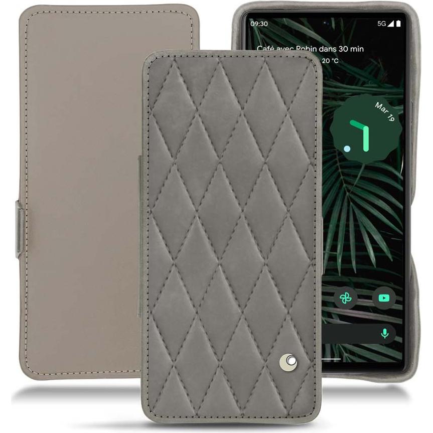 Noreve Lederschutzhülle horizontal (Google Pixel 6 Pro), Smartphone Hülle, Grau