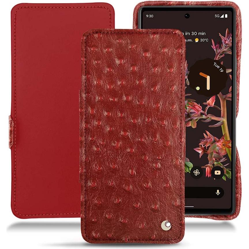 Noreve Lederschutzhülle horizontal (Google Pixel 6a), Smartphone Hülle, Rot