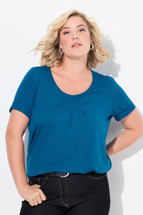 Produktbild Ulla Popken T-Shirt, Zierfalten, A-Linie, Rundhals, Halbarm, Modal (58)