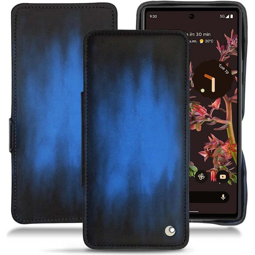 Thumbnail - Noreve Lederschutzhülle horizontal (Google Pixel 6), Smartphone Hülle, Blau
