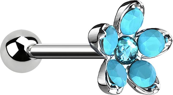 Produktbild Star Piercing Micro Barbell silber Opal Blume türkis (Messing, Chirurgenstahl 316L)