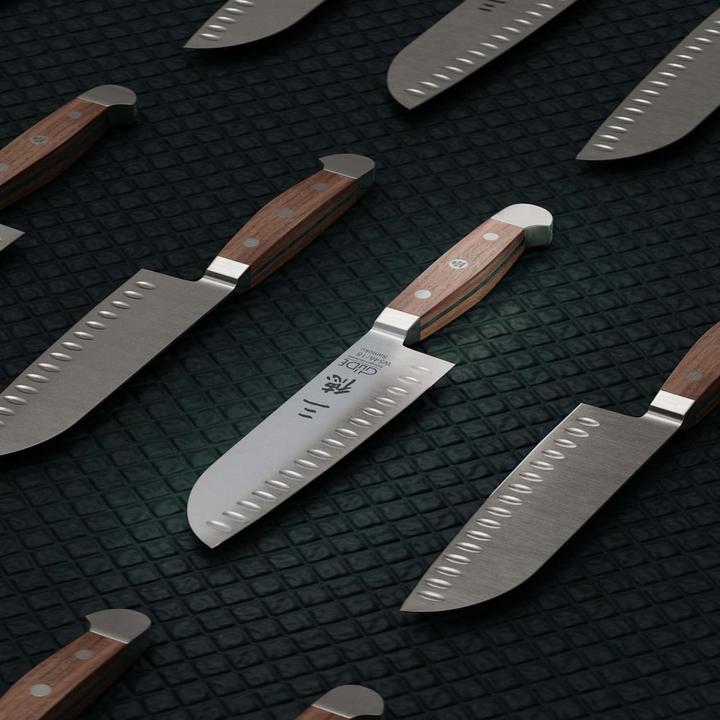 Produktbild Güde Santoku Messer, Kulle, Serie Alpha, Doppelkropf, Griff Walnussholz (18 cm)