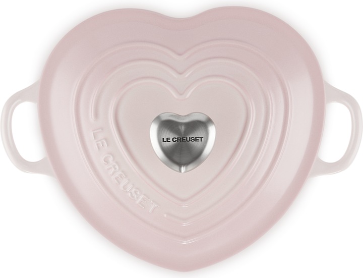 Image du produit Le Creuset Rôtissoire à coeur avec bouton de coeur Shell Pink (20 cm, Cocotte + faitout, Fonte)
