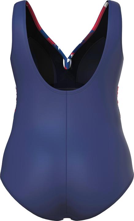 Image du produit Ulla Popken Maillot de bain à bonnets souples, imprimé sur le haut, bandes fantaisie se croisant sur le buste (46)