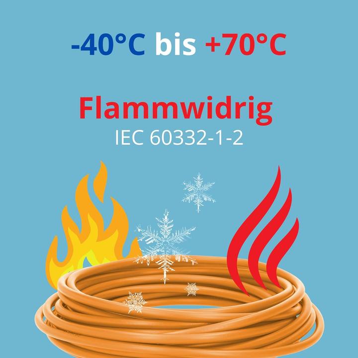 Produktbild Kalitec 10 Meter H05V-K 1 mm² orange Verdrahtungsleitung I Aderleitung flexibel I PVC Einzelader I L (10 m)