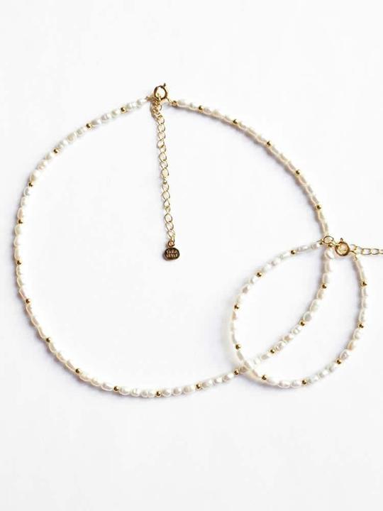 Tara Style Sonia Pearl jewellery set (waterproof) (Mother-of-pearl)