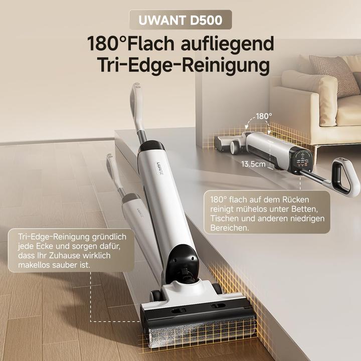Actual product image Uwant D500 Nass Trockensauger,Abwassertanks-Desodorierung,180° Flat, 17000Pa,Verwicklungsfreies,IPX6 (Vacuuming + mopping)