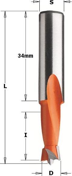 CMT 361.050.11 Dübelbohrer 5mm, Schaft 10x34, rechts (5 millimètres)