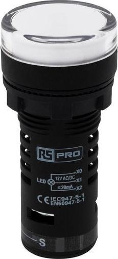 Produktbild RS PRO LED Indicator 22mm White 12V Test Circ