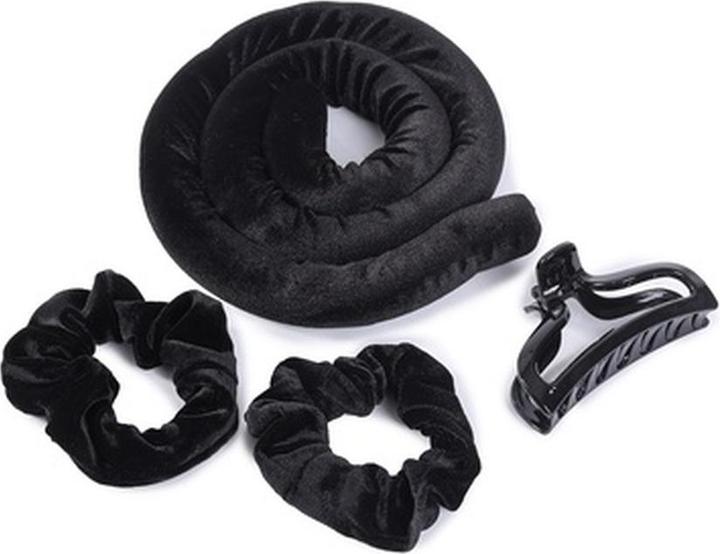 Actual product image Sister Young Lisa Hair Curling Set With Satin Hair Ties And Clip Black