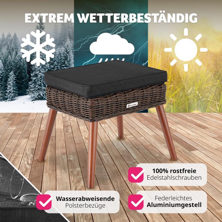 Produktbild tectake Rattan Fussbank Vibo 150kg