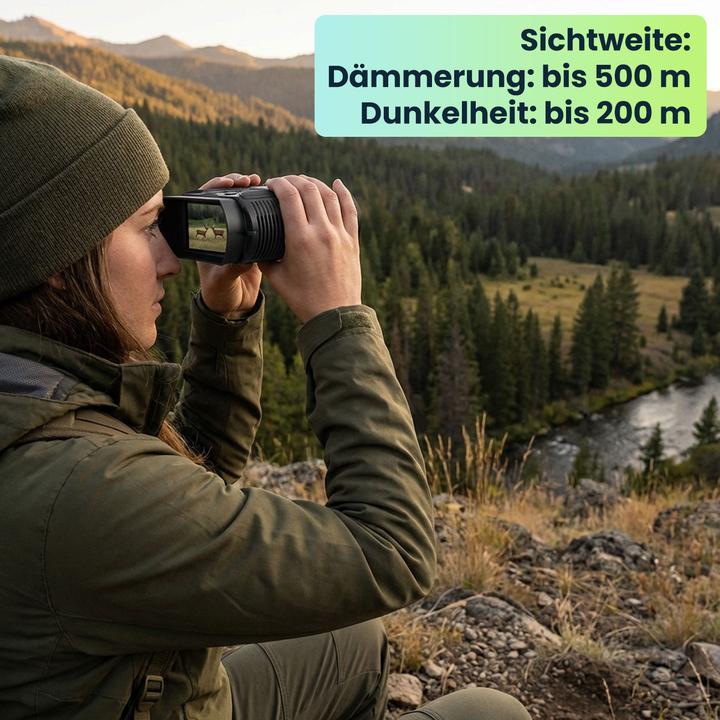 Produktbild Ideoon Profi 4K Nachtsichtkamera Binokular: 500m IR-Digitalkamera für Jagd, Camping & Security