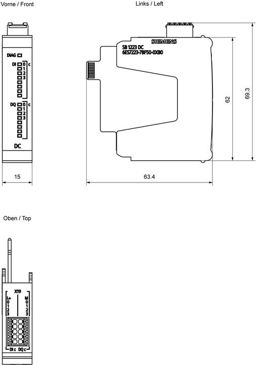 Actual product image Siemens SIMATIC 6ES7223-7BF50-0XB0 S7-1200 G2 SB 1223 DI 4x 24VDC/DO 4x