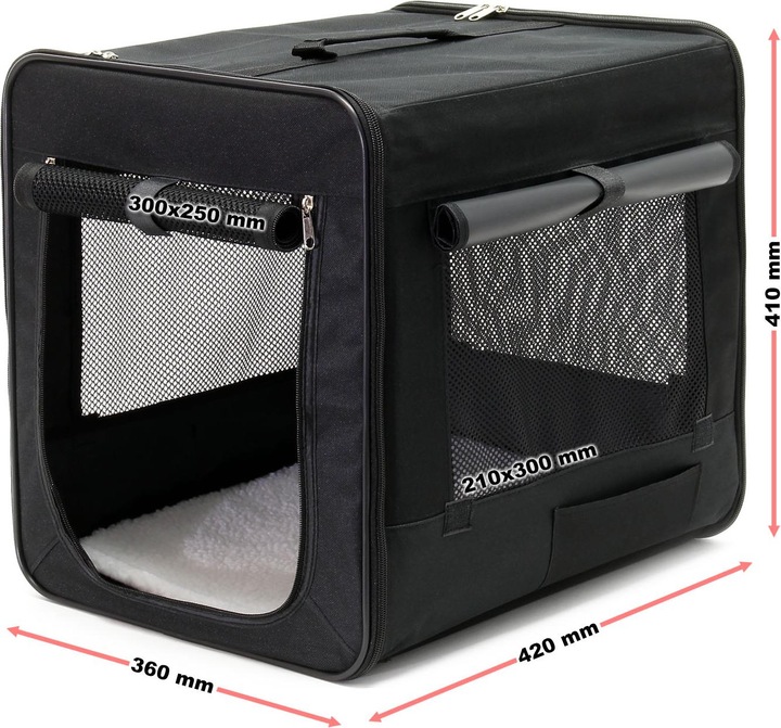 Produktbild Fudajo Transportbox S Faltbar Schwarz 42x36x41cm Hundebox Katzenbox Reisebox (Katze, Hund, Faltbar)