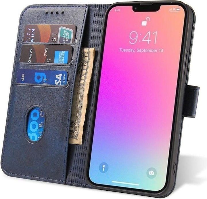 Produktbild Hurtel Magnethüllemit Klappe und Geldbörse – blau (Samsung Galaxy S24+)