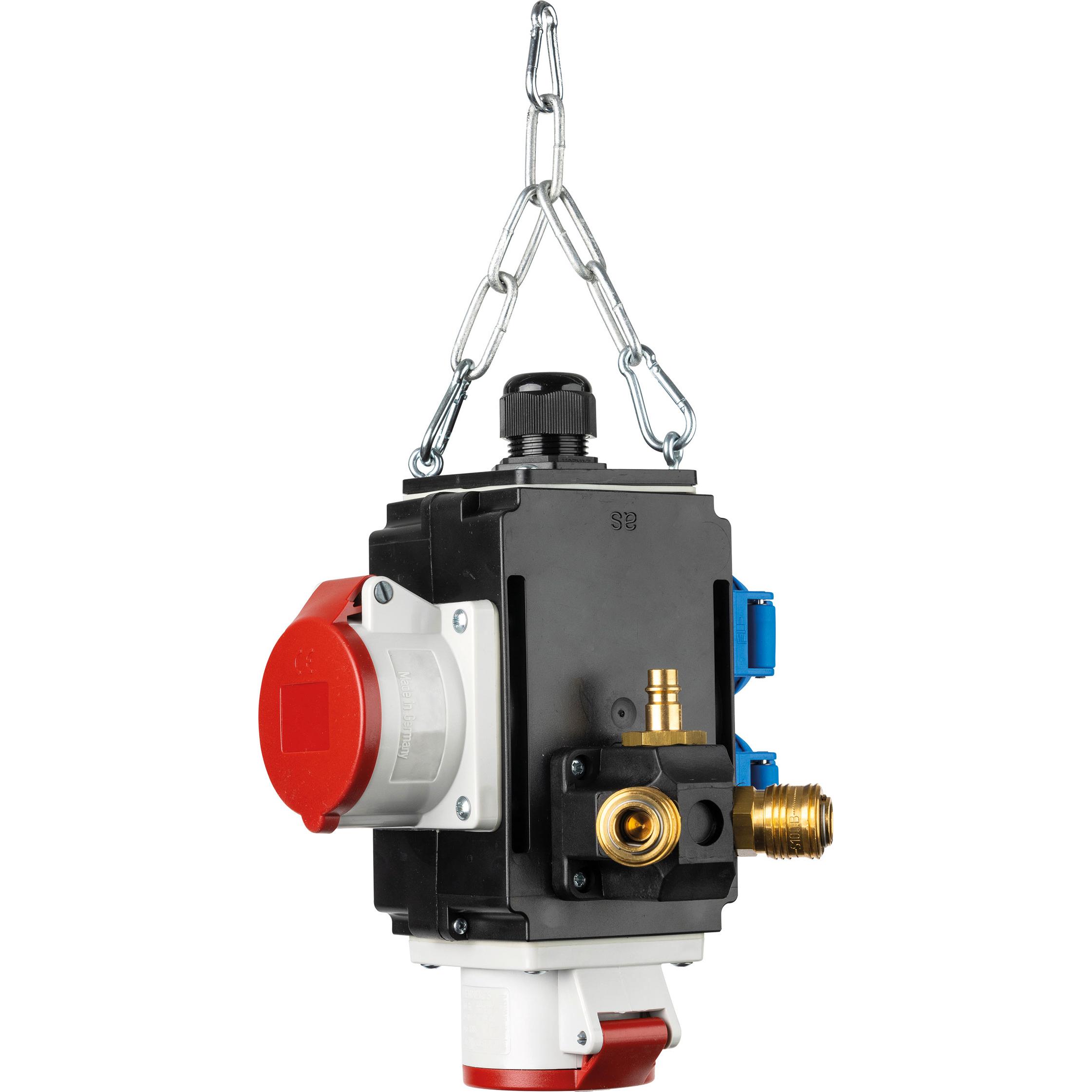 As - Schwabe, Baustromverteiler, Energiewürfel mit Druckluftanschluss (5 x, CEE 7/3, CEE)