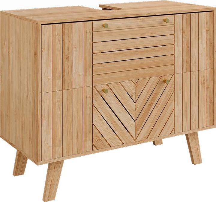 Immagine prodotto Vicco Waschbeckenunterschrank Lucie, Bambus, 80 x 65 cm mit 2 Schubladen (80 x 36 x 65 cm)