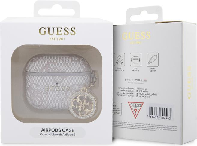 Actual product image Guess Cover for Airpods 3 4G Script with glittering charm with rhinestone embellishment (Headphone sleeve)