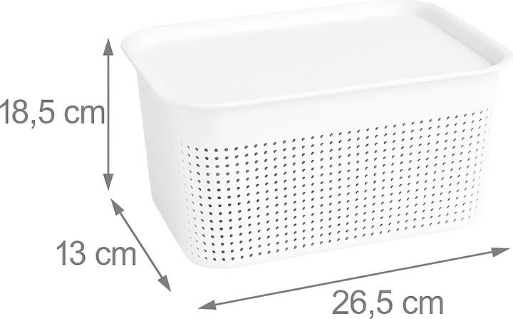 Produktbild Relaxdays - Aufbewahrungsbox mit Deckel 6er Set, Weiss, 18,5 x 26,5 x 13 cm (26.50 cm, 5 l, 6x)