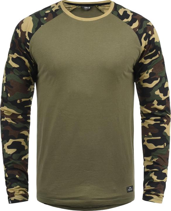 Actual product image Solid Cajus Men's Camouflage Long Sleeve T-Shirt Top With Crew Neck Made Of 100% Cotton With Pattern (L)