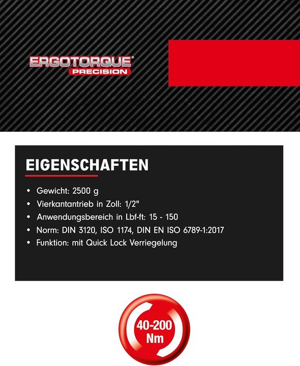 Image du produit KS Tools 1/2 ERGOTORQUE 40-200 Drehmomentschlüssel-Satz 5-tlg (1/2", 40 - 200 Nm)