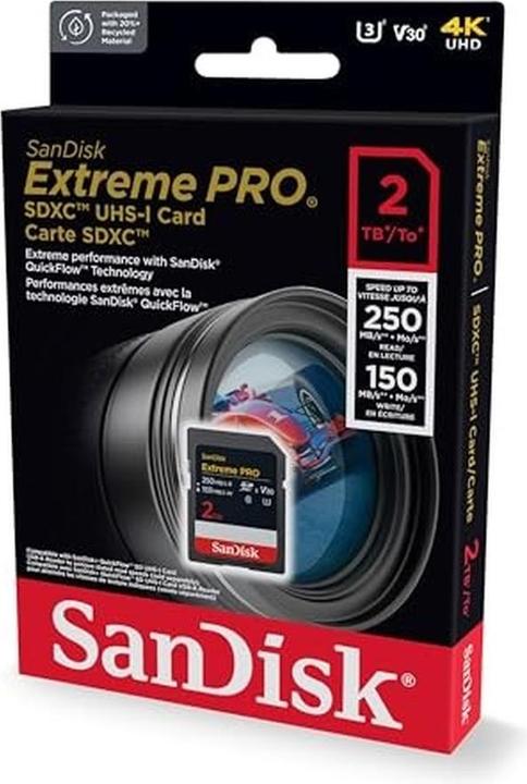 Actual product image SANDISK Extreme PRO SDXC UHS-I Memory Card (2000 GB, microSDXC, SDXC, U3, UHS-I)