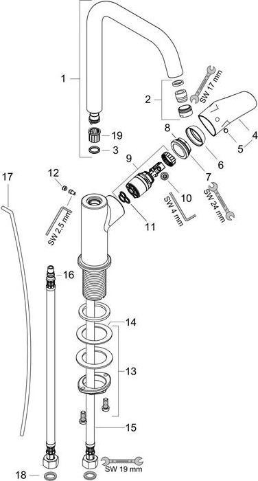 Produktbild hansgrohe Focus Einhebel-Waschtischarmatur 240 mit Schwenkauslauf und Zugstangen-Ablaufgarnitur