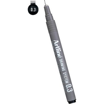 Thumbnail - Artline, Schreibstifte, EK-233, Schwarz, Schwarz, Grau, Metallisch, Rund, Tinte auf Wasserbasis, Edelstahl, 0,3 mm (Schw...