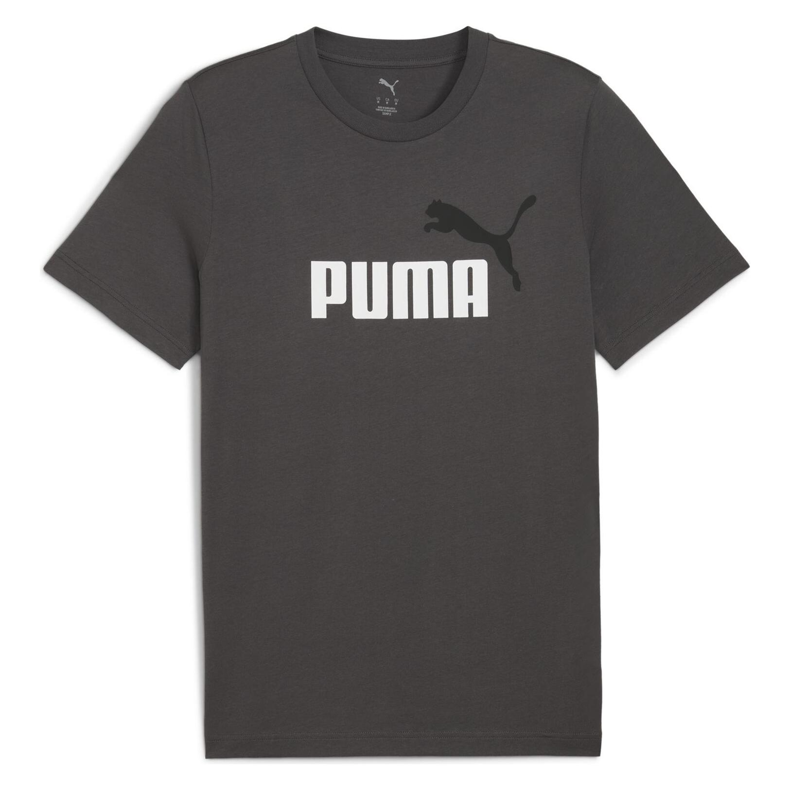 Puma, Mannen, Sportief Shirt, Ess 2 Kleur Nr. 1 Logo Tee (L), Grijs, L