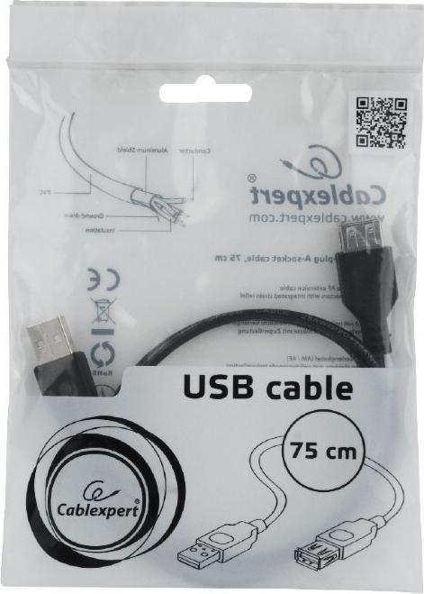 Produktbild Cablexpert CC-USB2-AMAF-75CM/300-BK (0.75 m, USB 2.0)