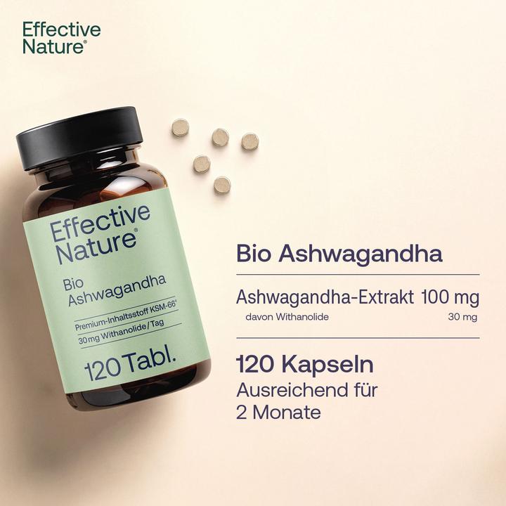 Actual product image Effective Nature Organic Ashwagandha Extract KSM-66 (120 pcs., Pills, 36 g)