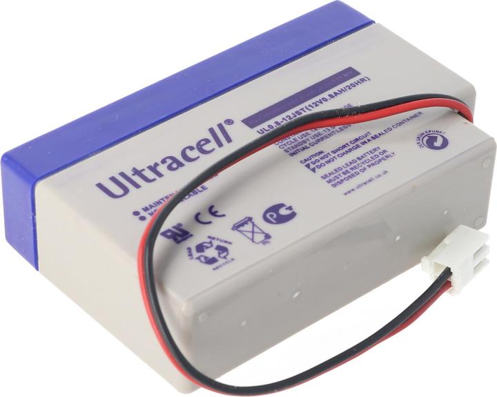 Actual product image Ultracell UL0.8-12S lead-acid battery 12 Volt 0.8Ah with cable and JST plug (please make sure the plug has I (12 V)