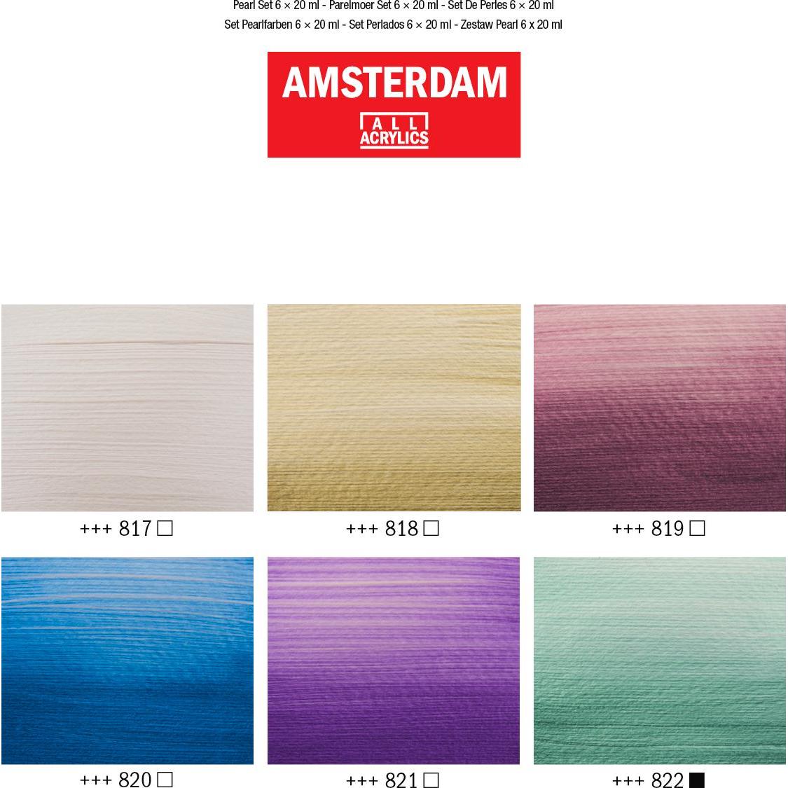 Thumbnail - Talens, Künstlerfarbe + Bastelfarbe, Amsterdam Starter Set (Perlweiss, Perlgelb, Perlrot, Perlgrün, Perlblau, Perlviolet...