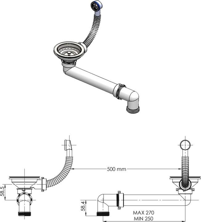 Produktbild vidaXL Tomasine (Einbauspüle, 51 cm)